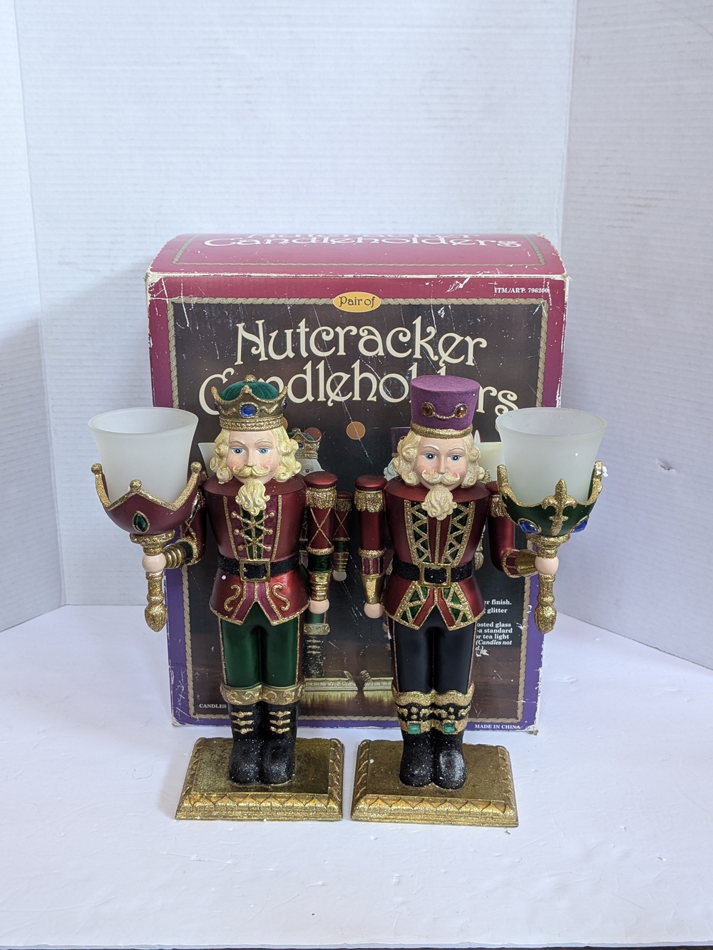 Kirkland Costco Nutcracker Set of 2 Candle Holder King Soldier 13" Tall